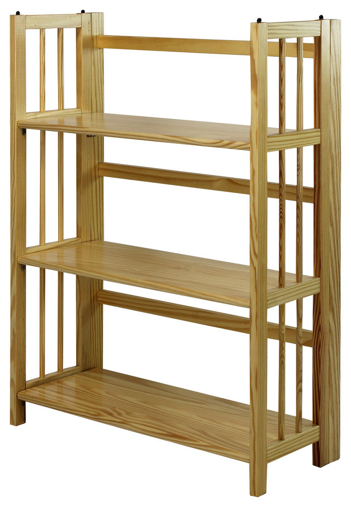3 Shelf Folding Bookcase, Natural, Large, 3 Shelf