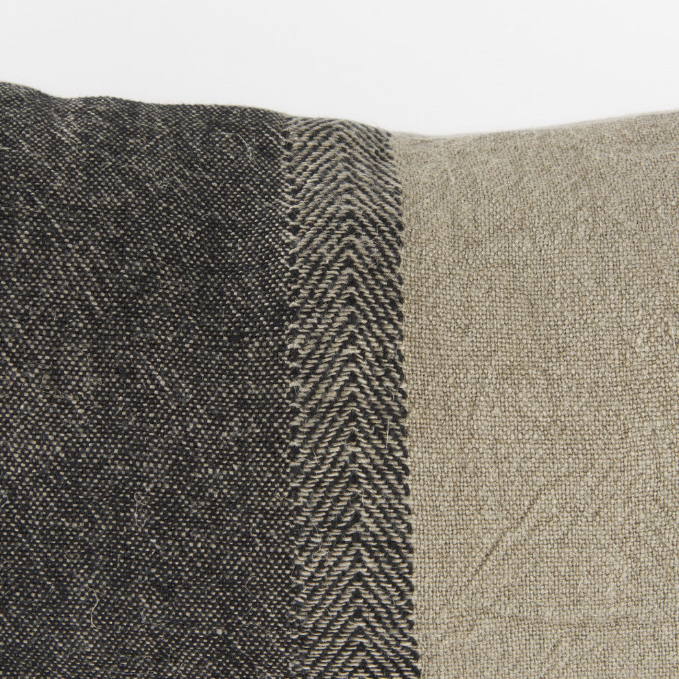 Black and Gray Two Tone Lumbar Pillow Cover