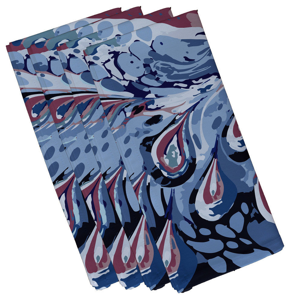 Boho Splash, Geometric Print Napkin, Blue, Set of 4
