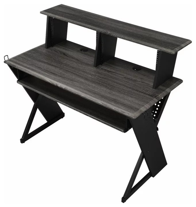 Multipurpose Desk, Large Top With Raised Shelf & Cable Management, Black