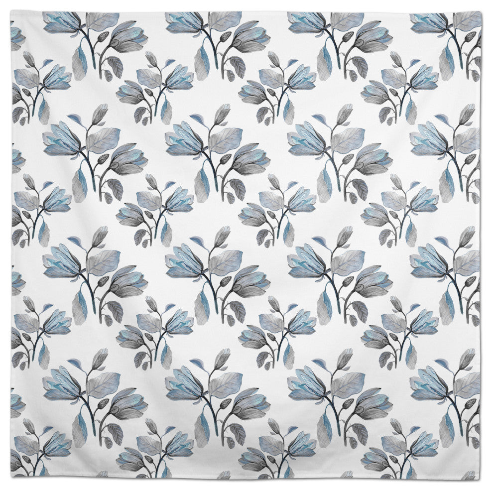 Watercolor Floral Blossoms Blue 2 58x58 Tablecloth