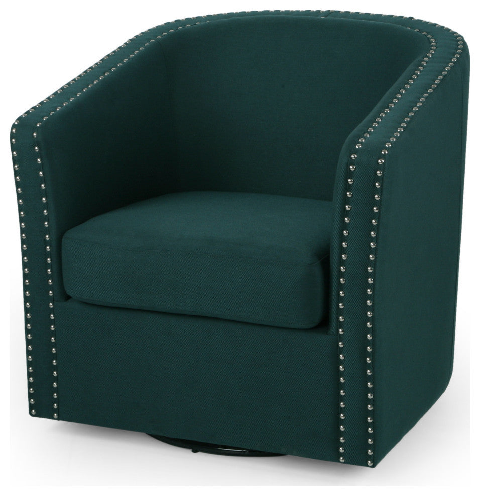 Jaymee Fabric Swivel Chair, Green and Black