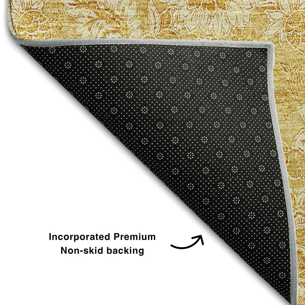 Premium Machine Washable Mayfield AMF661 Gold 3' x 5' Rug
