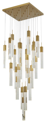 25-Light Gold Stainless Steel Chandelier With Crystals