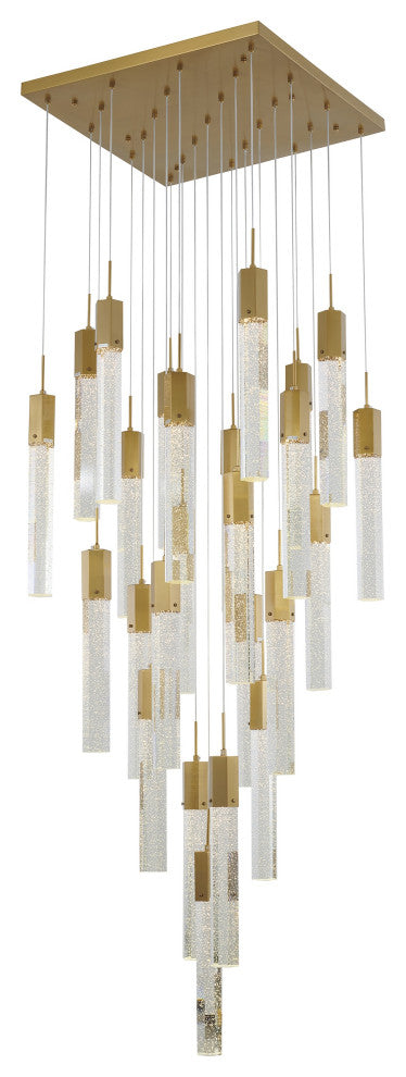 25-Light Gold Stainless Steel Chandelier With Crystals