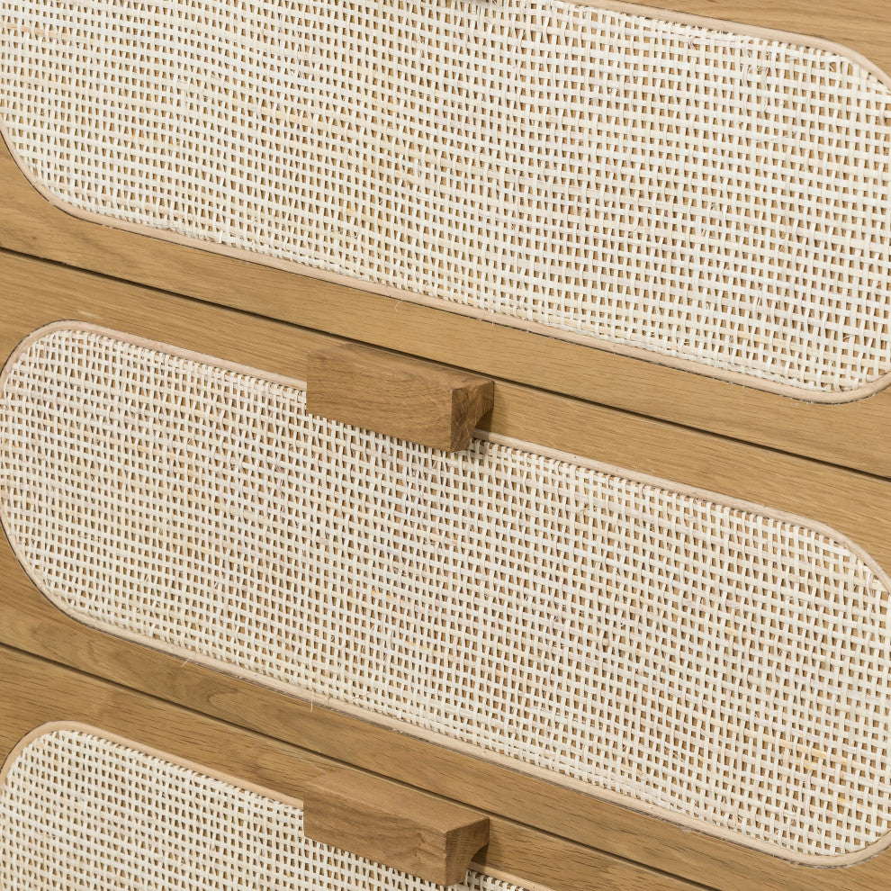 Allegra 5 Drawer Dresser-Natural Cane