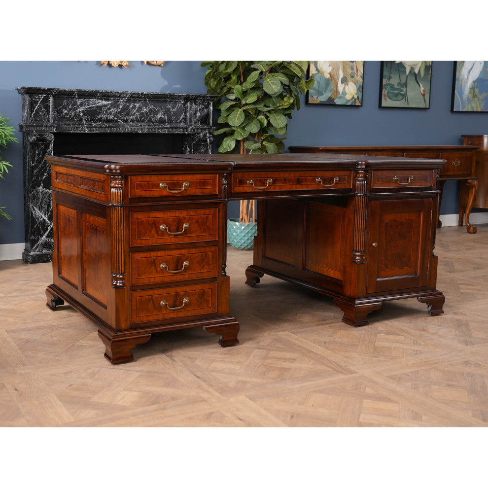 Banded Mahogany Partners Desk