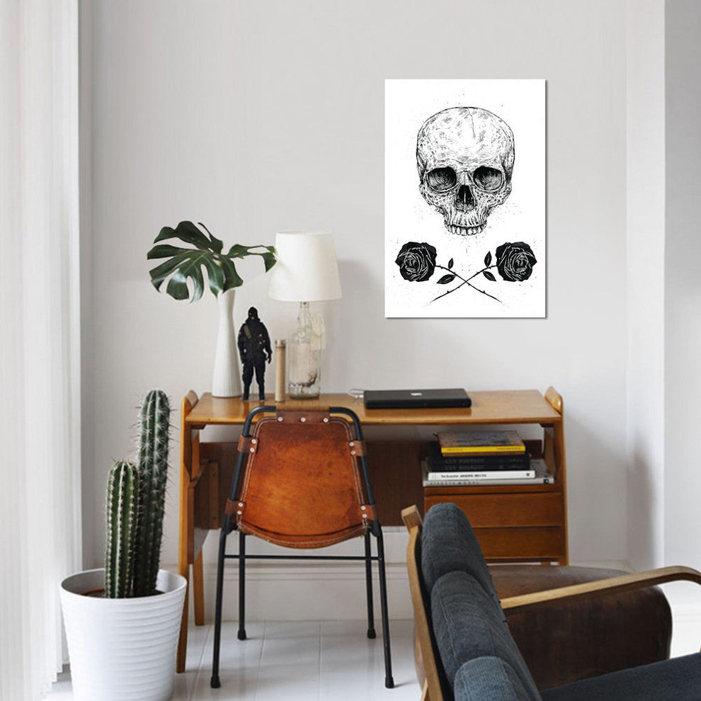 "Skull 'n' Roses" by Balazs Solti, Canvas Print, 18"x12"