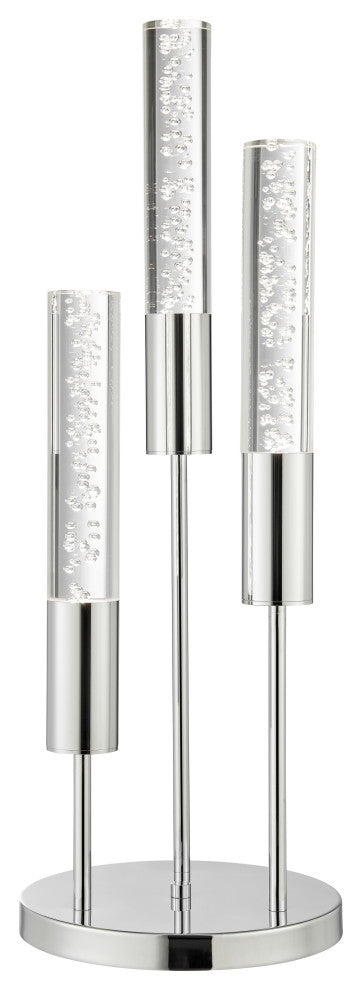 Chrome Integrated LED 3 Lights Table Lamp with Acrylic Tubes