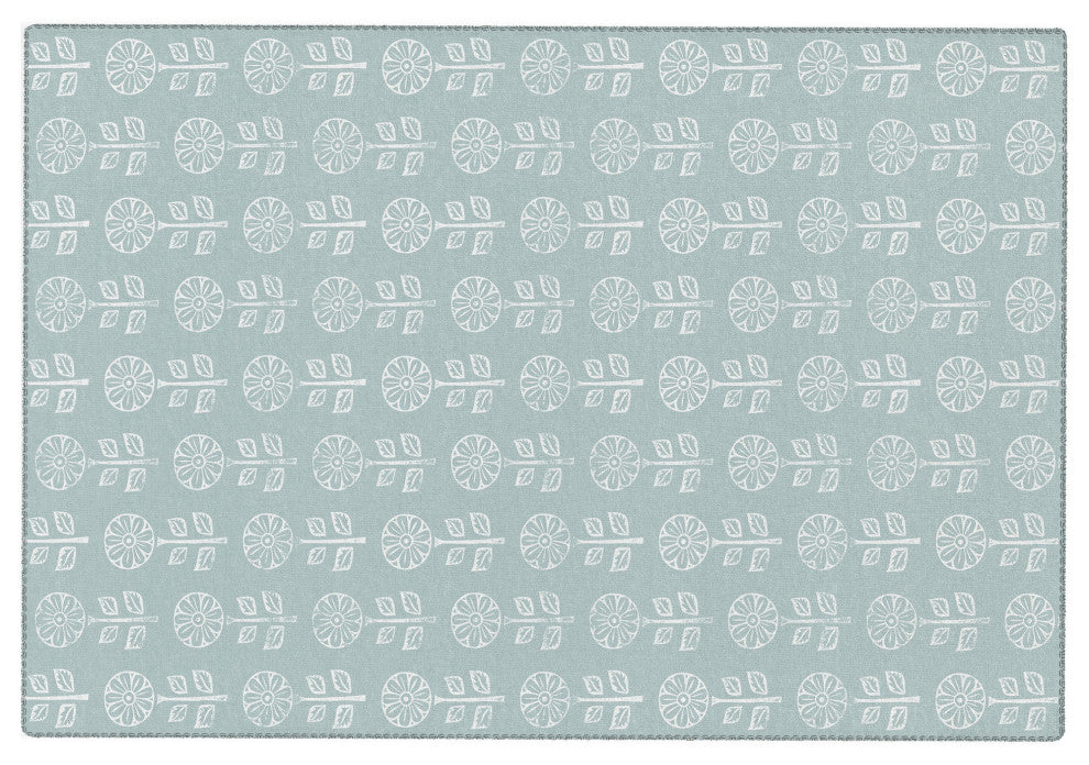 Little Arrow Design Co block print floral dusty blue Area Rug