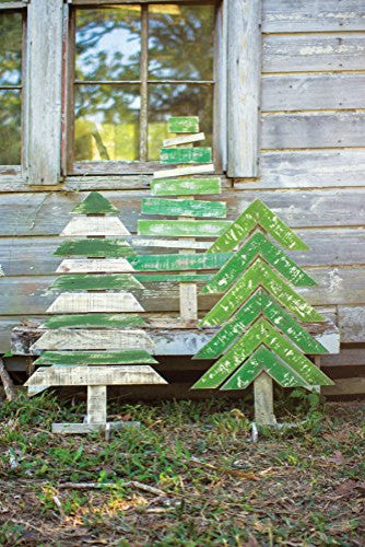 Set of 3 Recycled Wood Trees with Stands