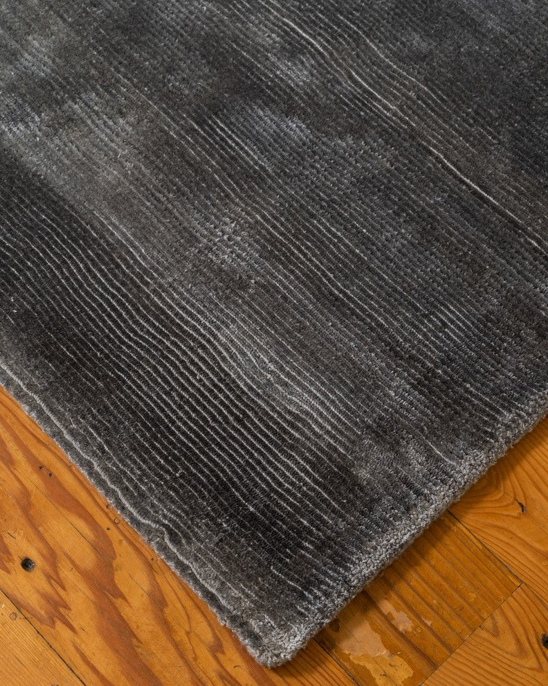 Columbia Hand-Loomed Viscose Grey Contemporary Rug Carpet, Dark Grey, 9' X 12'