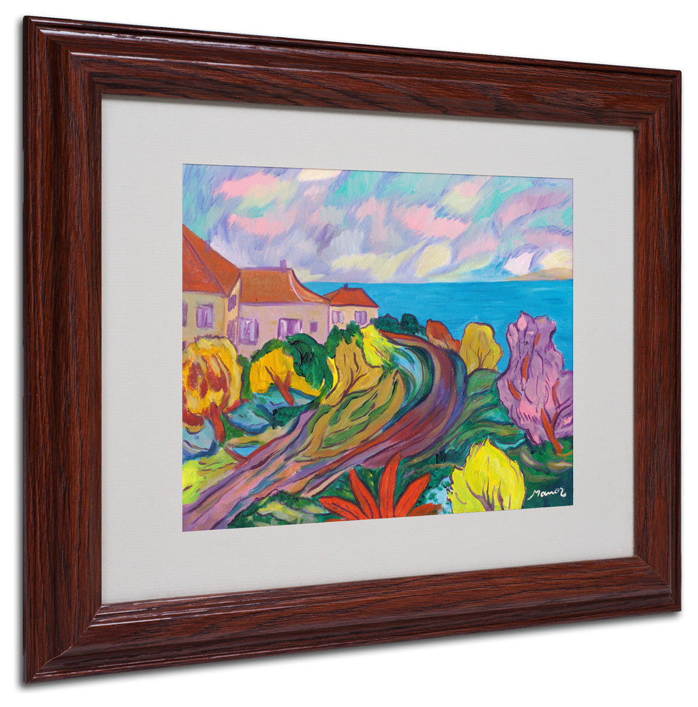 'Winding Path Ocean' Matted Framed Canvas Art by Manor Shadian