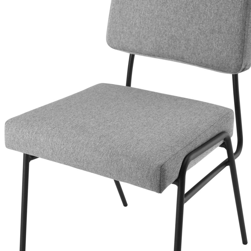 Side Dining Chair, Set of 2, Fabric, Black Gray, Modern, Bistro Restaurant