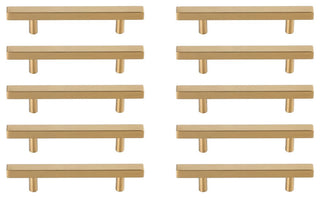 4" Center To Center Brass Modern Zinc Alloy Cabinet Pull, Pack
