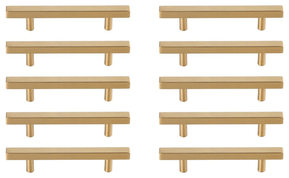 4" Center To Center Brass Modern Zinc Alloy Cabinet Pull, Pack