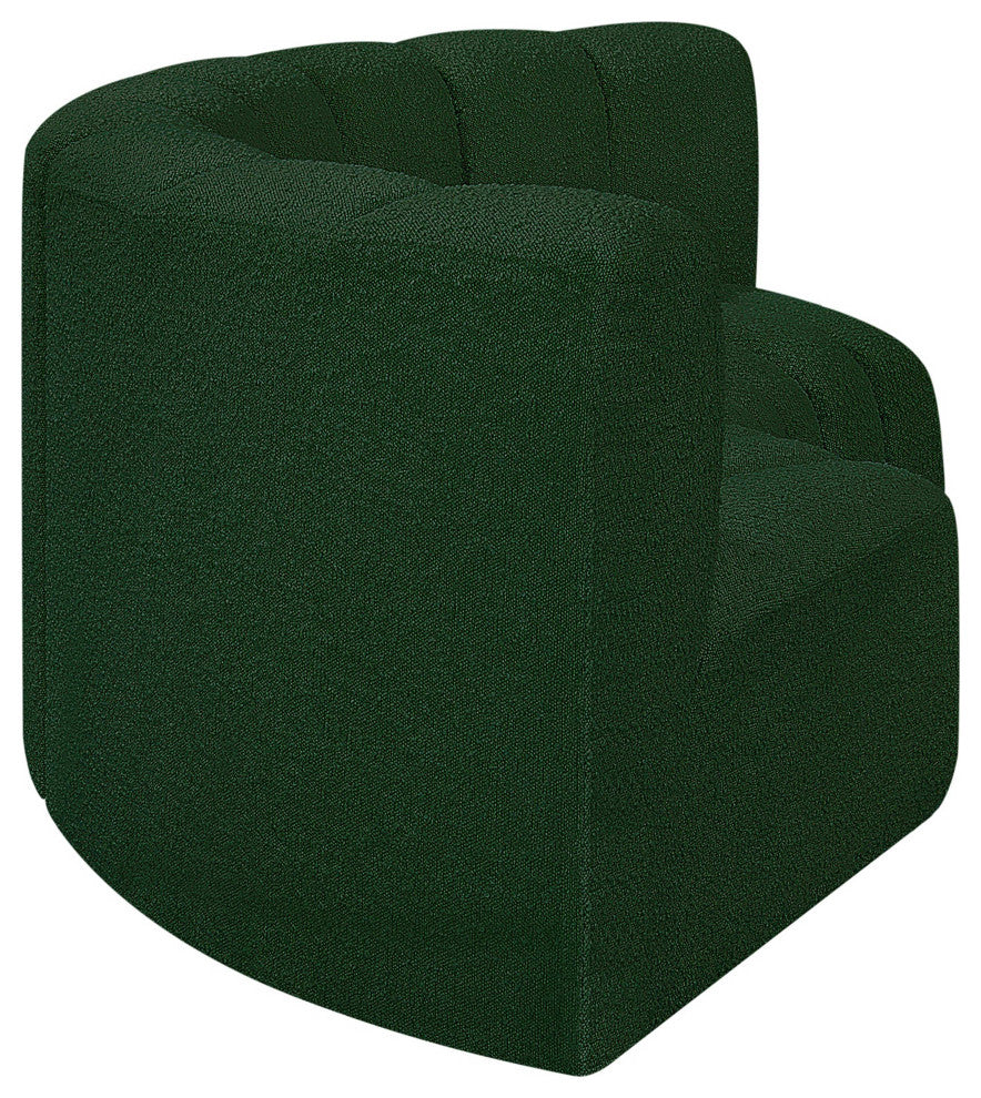 Arc Boucle Fabric Upholstered 3-Pc. Inward Curved Modular Sectional, Green
