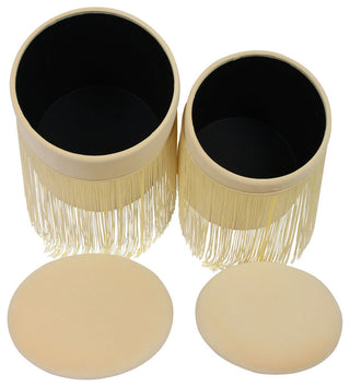 TOV Furniture Tassel Cream Velvet Storage Ottomans - Set of 2