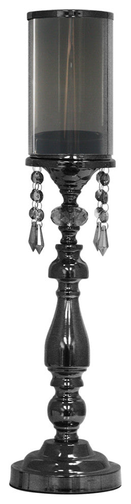 Pearlized Black Crystal Candle Stand, Large