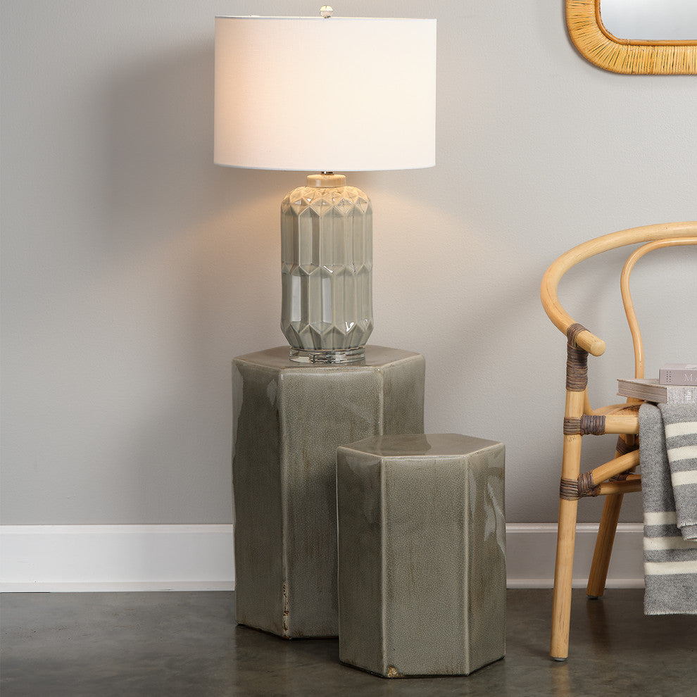 Porto Ceramic Indoor/Outdoor Side Table, Grey, Large