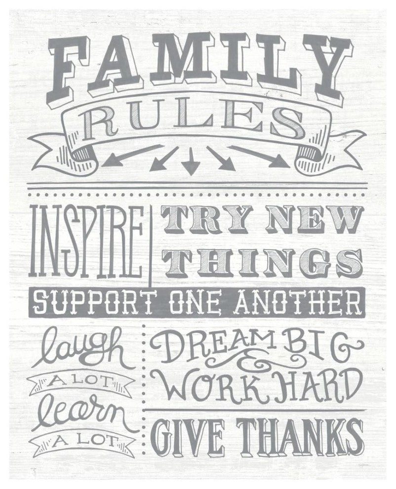 "Family Rules II Gray Words" Digital Paper Print by Mary Urban, 24"x30"