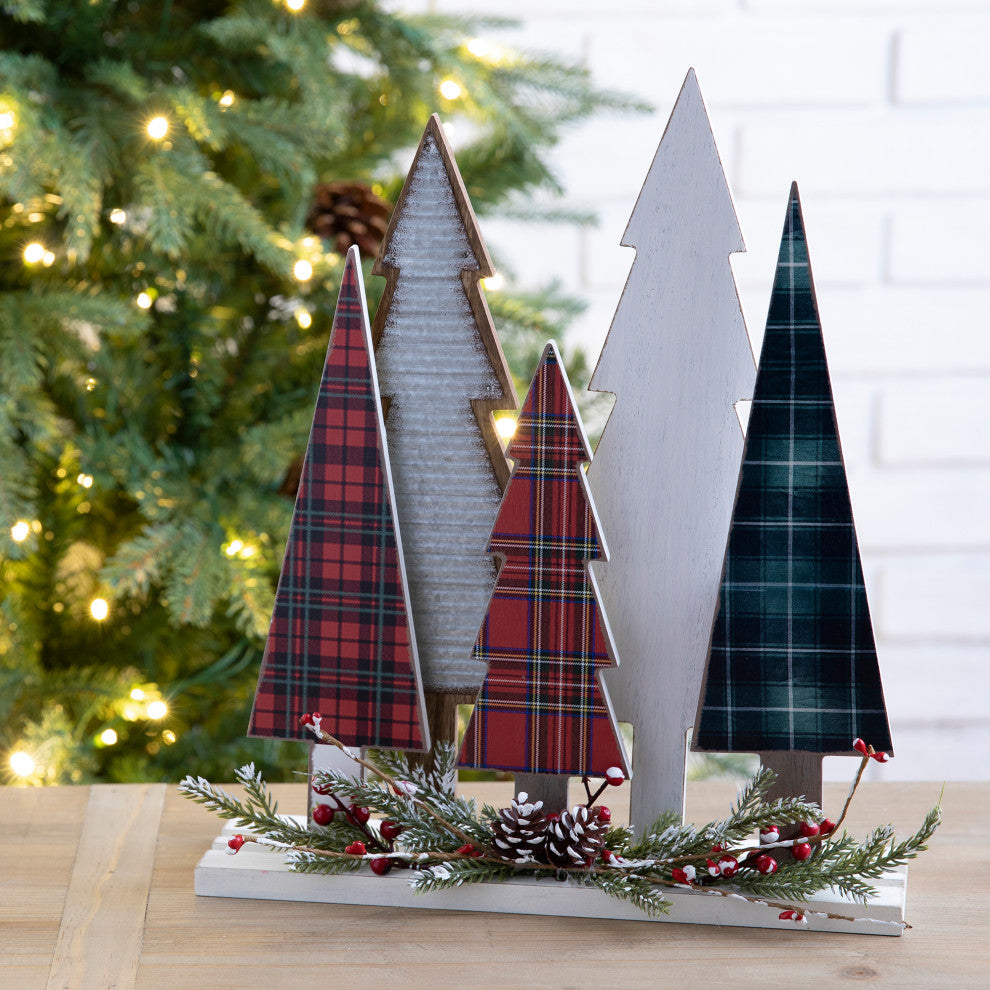 14"H Wooden Christmas Tree Table Decor
