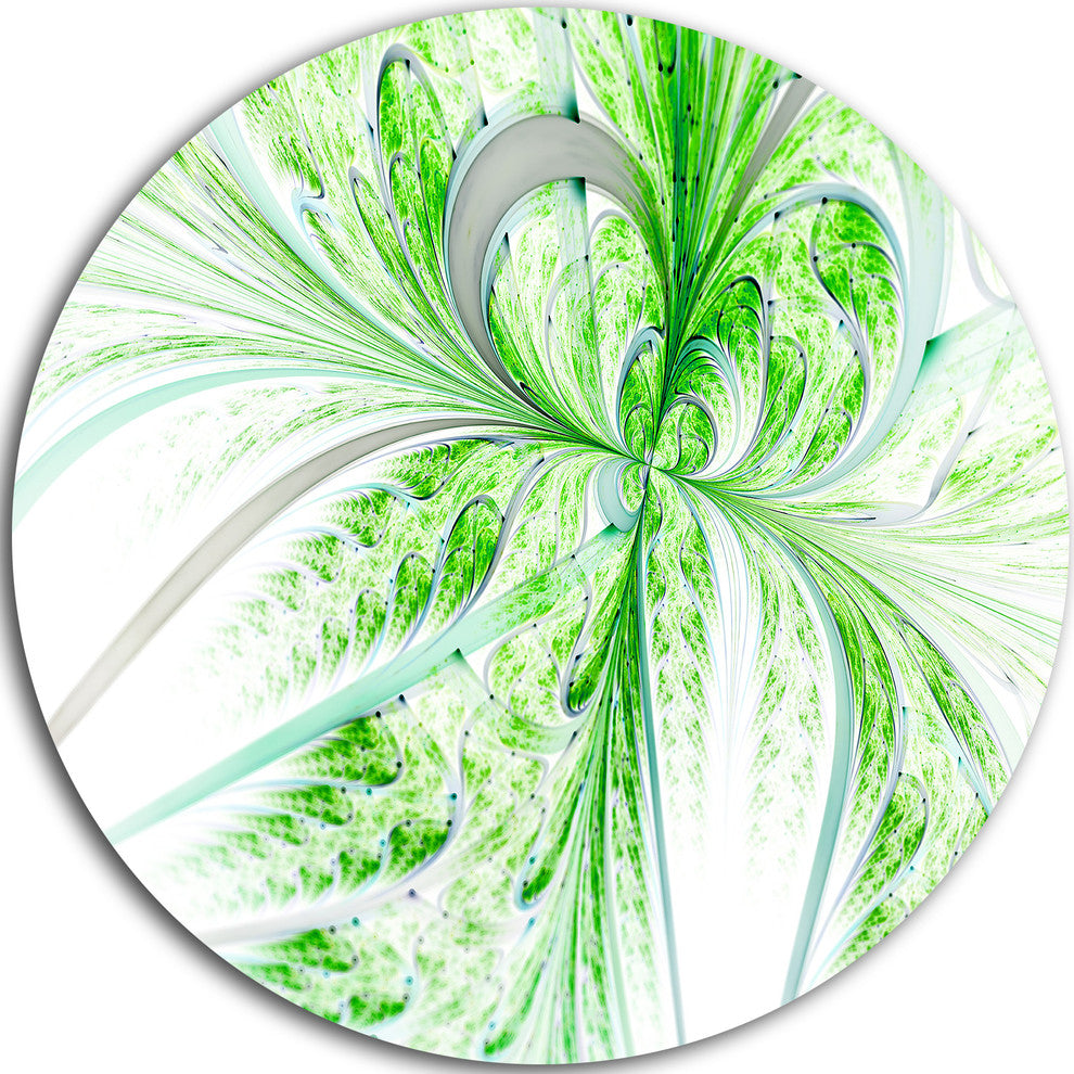 Green Grungy Floral Fractal Shapes, Floral Disc Metal Wall Art, 23"