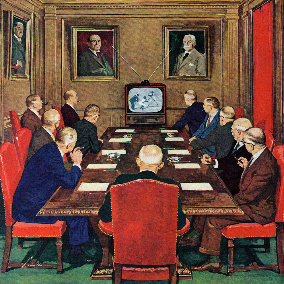 "Baseball in the Boardroom" Painting Print on Canvas by Lonie Bee