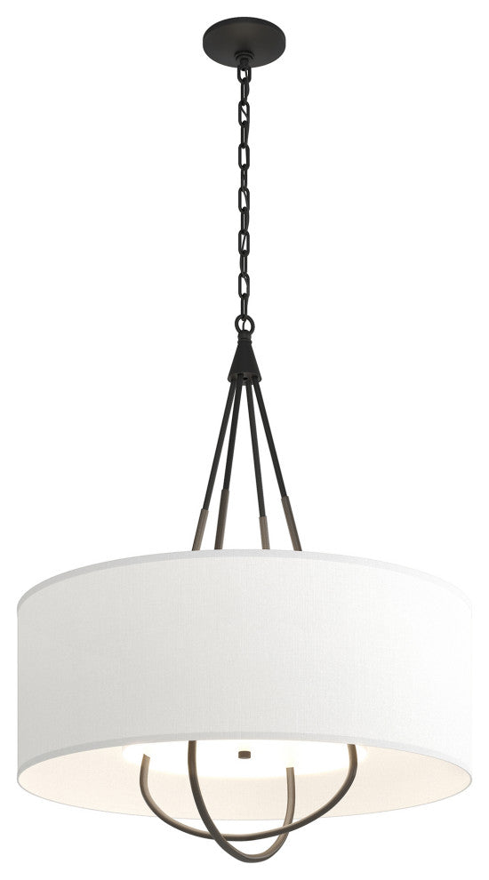 Loop Pendant, Black Finish, Dark Smoke Accents, Natural Anna Shade