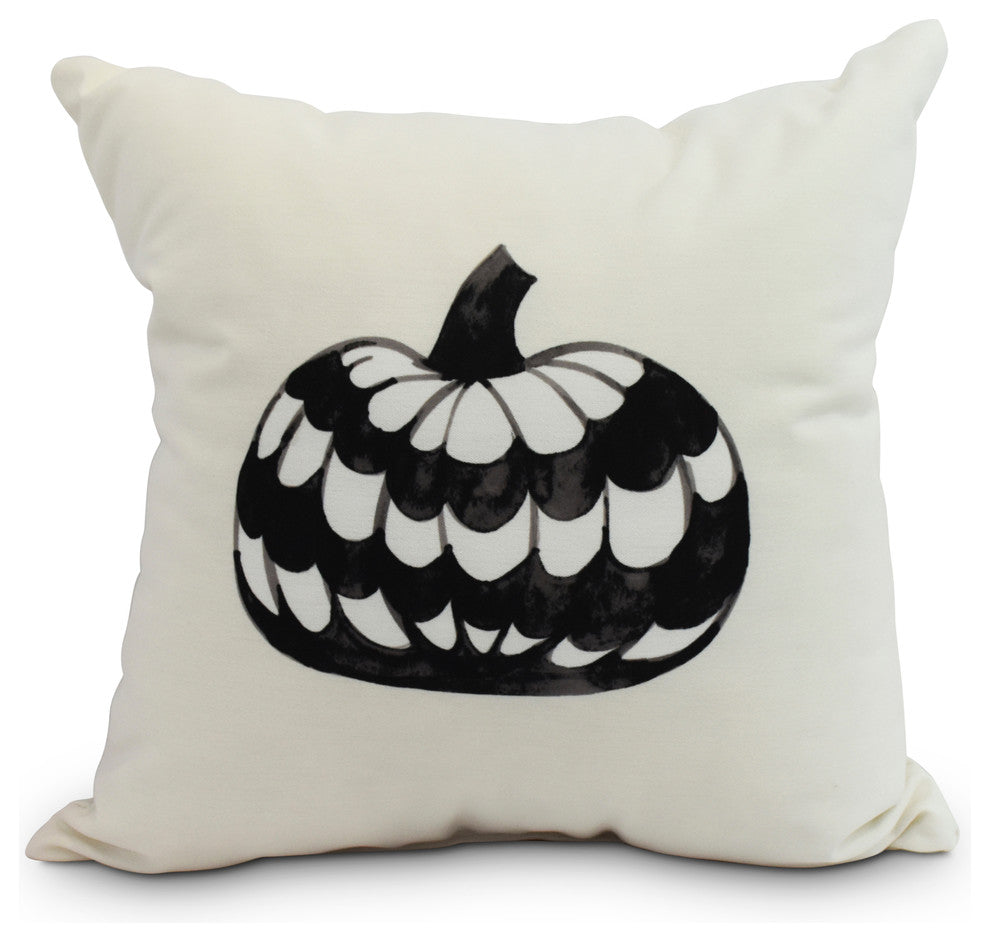 Pumpkin Single 16" Cream Halloween Print Decorative Throw Pillow