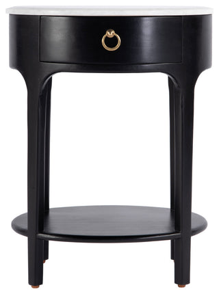 Ellen 18.25" W Oval Marble, Wood 1 Drawer Nightstand