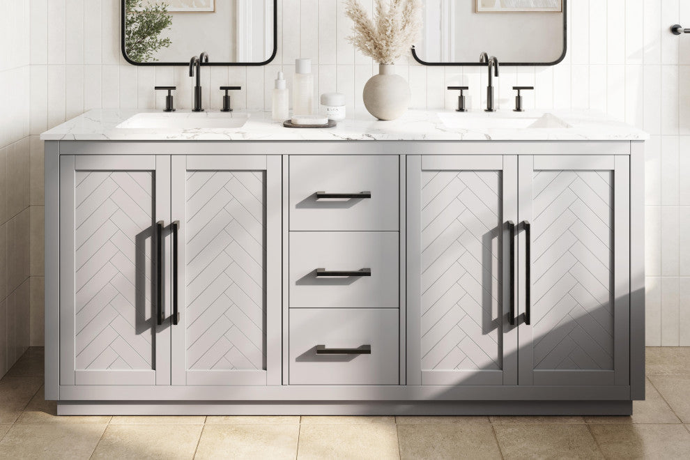 Home Living 72" Double Bathroom Vanity, Grey