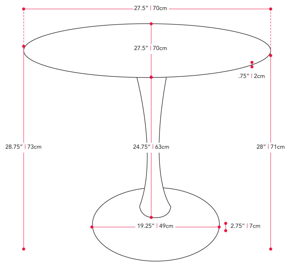 CorLiving Ivo Round Brown Faux Wood Engineered Wood Bistro Table with Metal Base