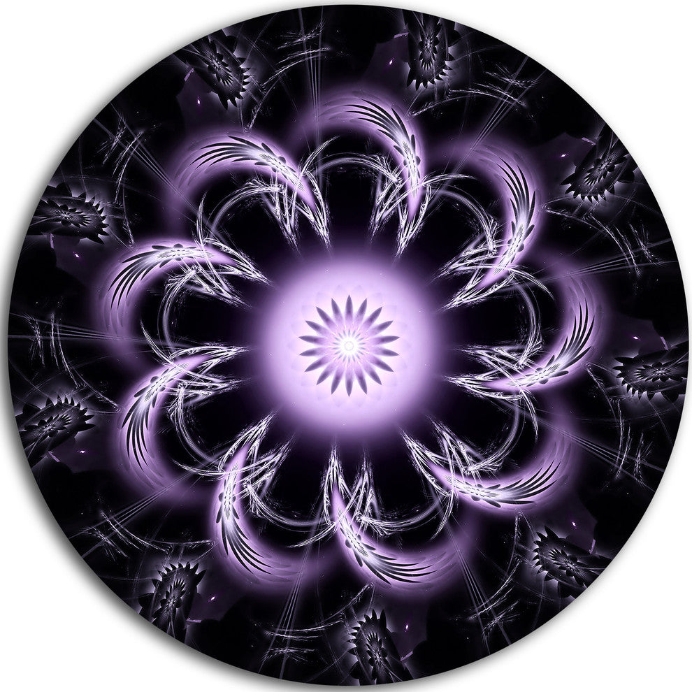 Rounded Light Purple Fractal Flower, Floral Disc Metal Wall Art, 11"