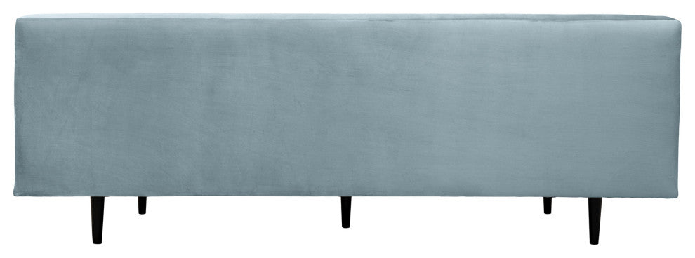 Annabelle 80" Bluestone Velvet Sofa with Black Wood Legs