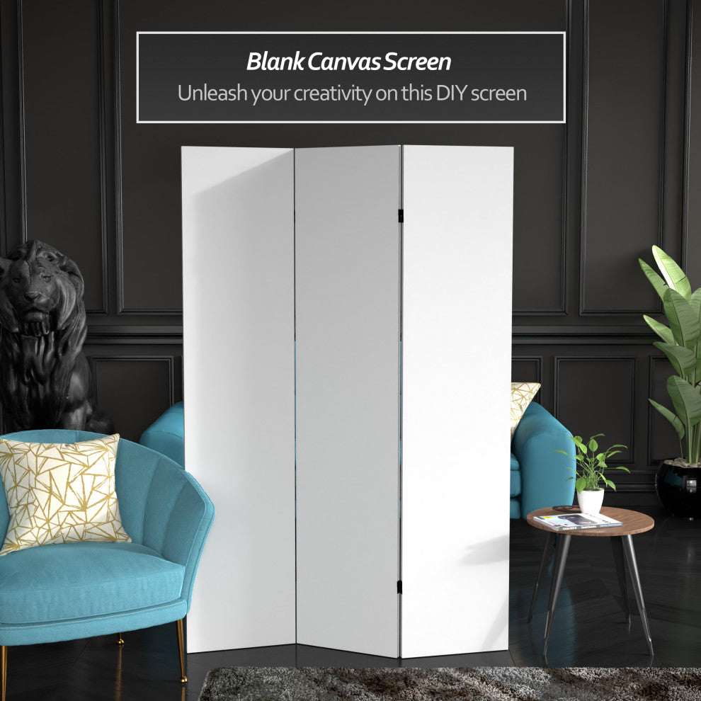 6' Tall Do It Yourself Canvas Room Divider, 3 Panel