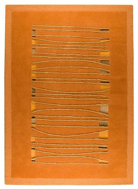 Hand Tufted Orange Wool Area Rug, 8'3"x11'6"