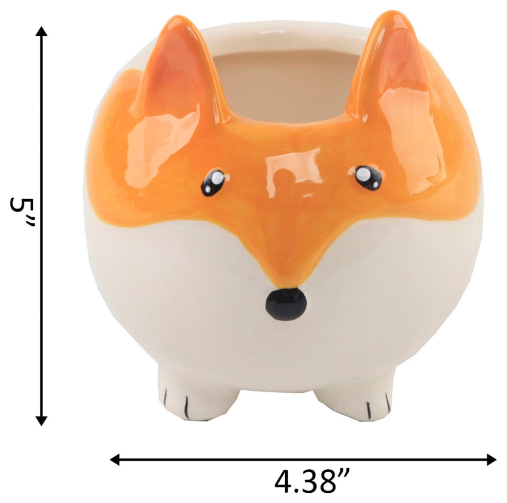 3.5" Fox Ceramic Empty Planter
