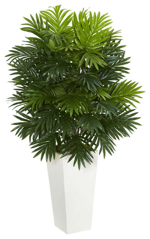Areca Palm Artificial Plant, White Tower Planter