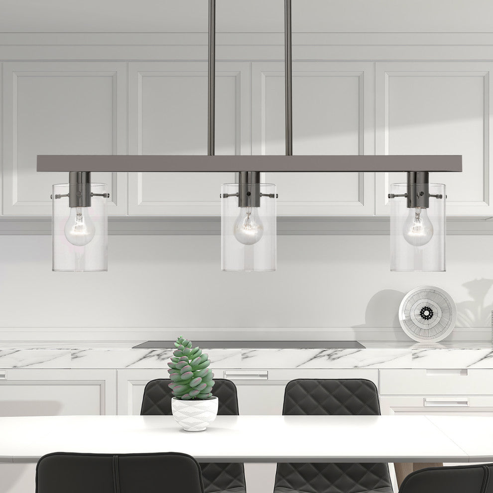 Munich 3 Light Black Chrome Linear Chandelier