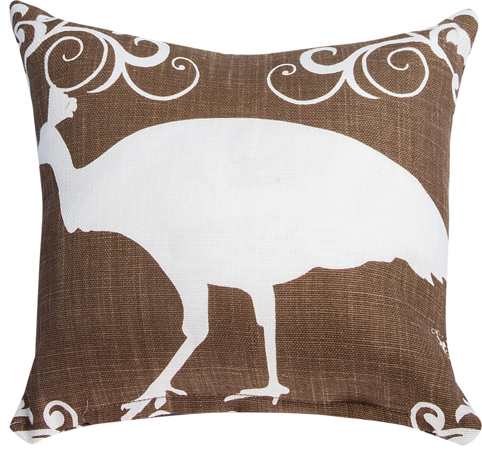Peacock Accent Pillow, Brown
