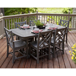 Polywood Chippendale 7-Piece Dining Set, Black