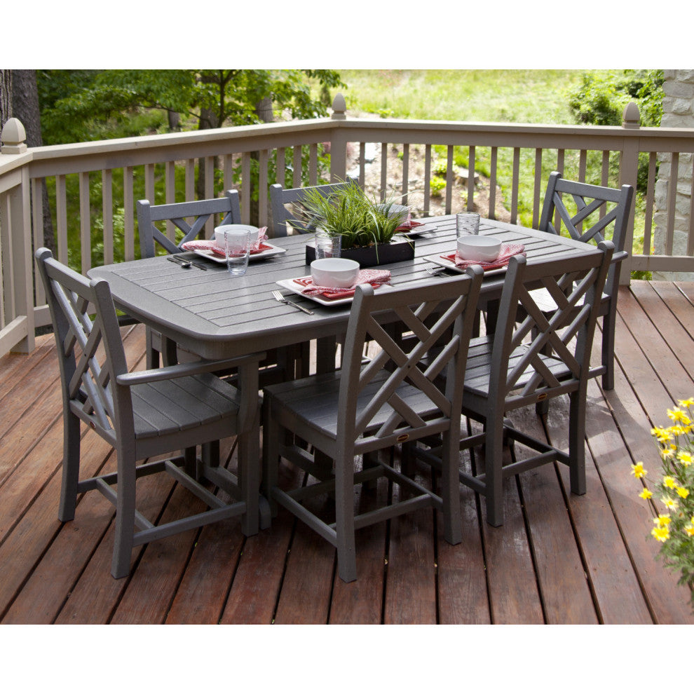 Polywood Chippendale 7-Piece Dining Set, Black