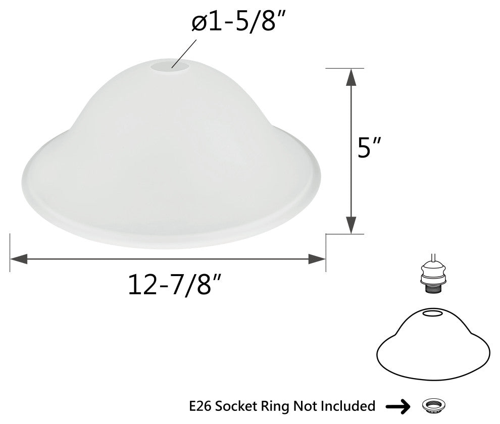 23100-01 Frosted Replacement Torchiere Glass Shade, 5"x12-7/8"