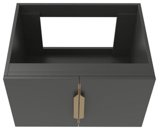 CastelloUSA Alpine 24" Wall Mounted Vanity, Base Only, Black, Gold Handles