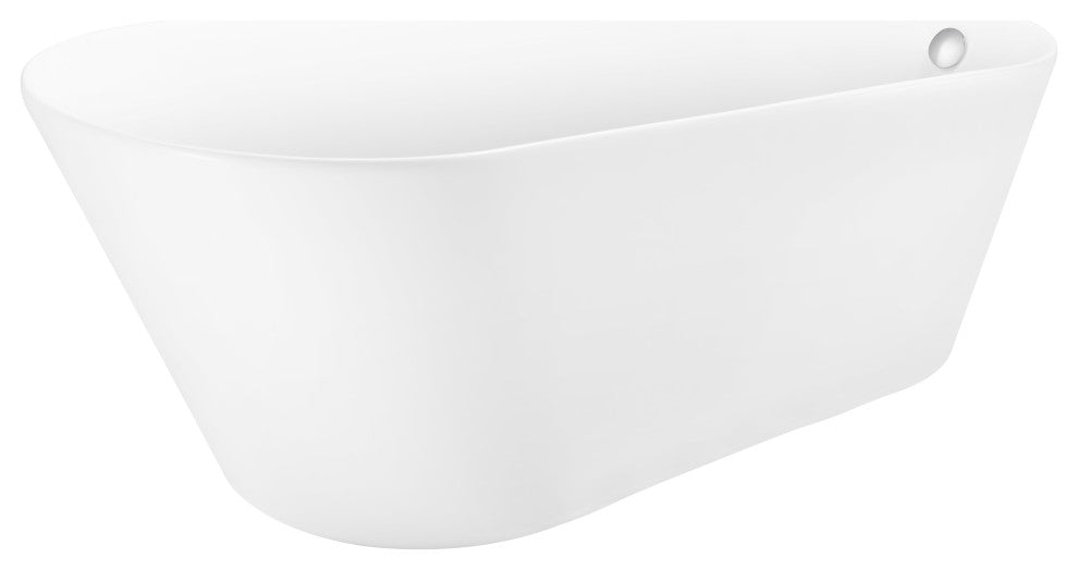 Givingtree 65 in. White Freestanding Bathtub Soaking Tub with Drain and Overflow