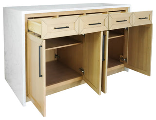 Palisade 60" Kitchen Island, Blonde, Engineered Marble