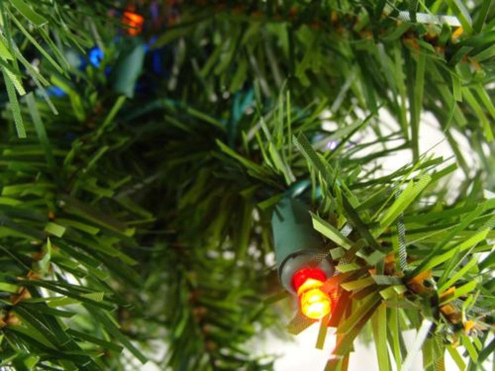 3' Pre-Lit Medium Canadian Pine Artificial Christmas Tree, Multicolor LED Lights