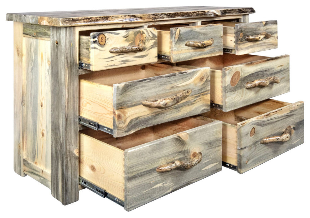 Big Sky Collection Live Edge 7 Drawer Dresser, Natural