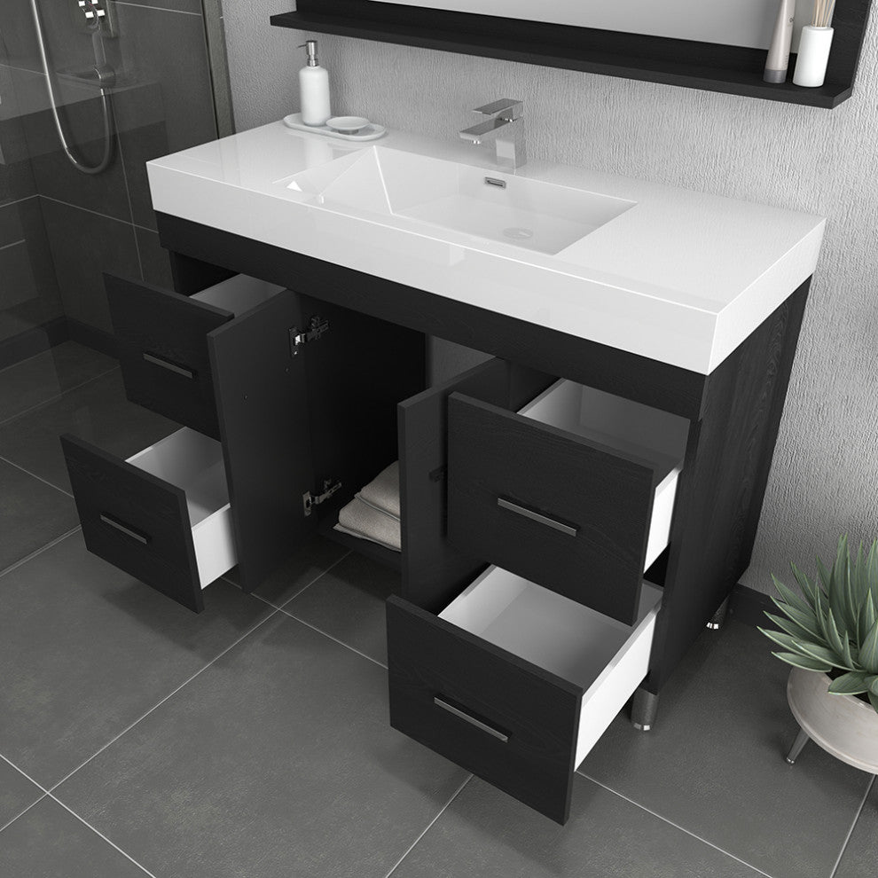 Ripley 48" Modern Bathroom Vanity, Black